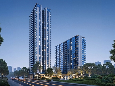 现代主义小高层住宅楼