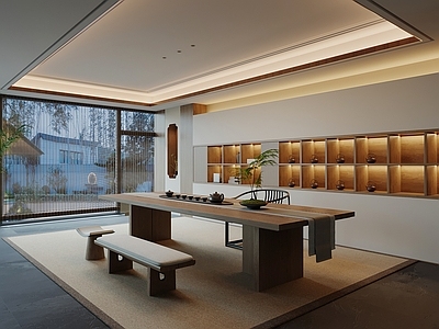 新中式茶室 茶室 茶桌椅 茶台