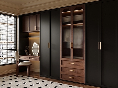 中古风衣帽间 衣帽间 衣柜 梳妆台