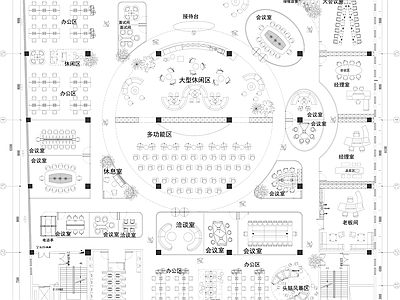 现代开放办公室 共享办公室 办公会所 总经理办公室 小办公室 办公家具 施工图