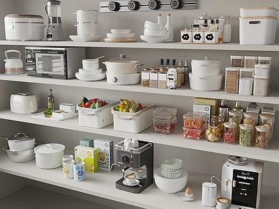 现代简约厨房用品 厨房用品 调料瓶 锅碗 厨房电器 咖啡机