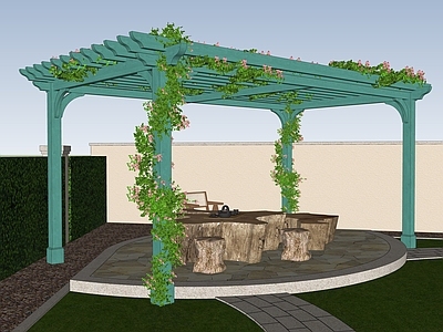 新中式景观廊架空间