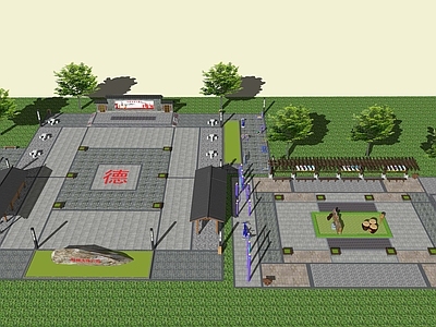 新中式广场景观 公园文化振兴广场