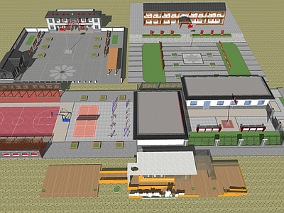 新中式广场景观 村委会服务中心