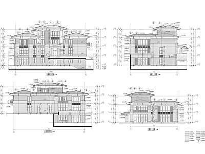 美式别墅建筑 别墅 施工图