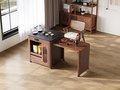 新中式书桌椅 家具茶桌椅 茶水壶 茶叶