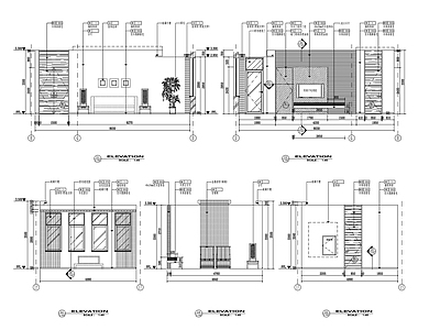 现代卧室 卧室立面图 施工图