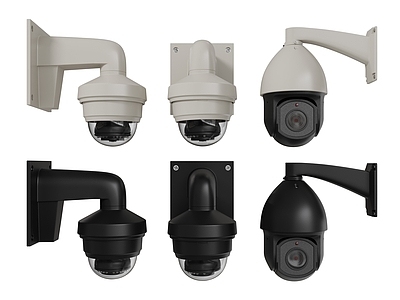 现代简约公用器材 现代监控摄像头 球形摄像头 红外摄像头 探头 监控组合
