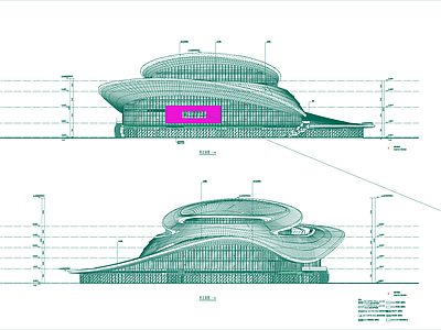 现代其他建筑 异形流线型场 文化建筑 施工图