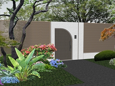 新中式景观庭院门