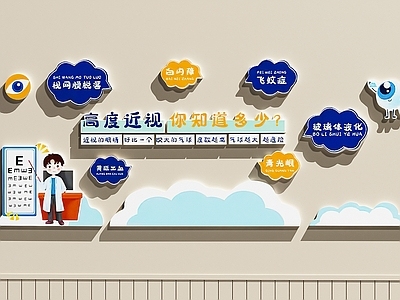 奶油风文化墙 眼科装饰画   眼镜店装饰画  视光中心装饰画 眼镜店打卡墙