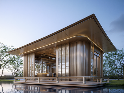 中式售楼处建筑 中式售楼处 中式景观亭 中式景观茶室