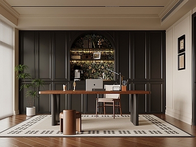 中古风书房 书房 书桌椅 书柜