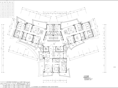 现代轻奢住宅楼建筑 第四代住宅 成都万华麓湖 长湖阙c20 一号楼平立剖面图 施工图