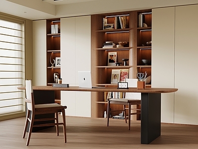 现代简约书房 沙发 书桌椅 书柜