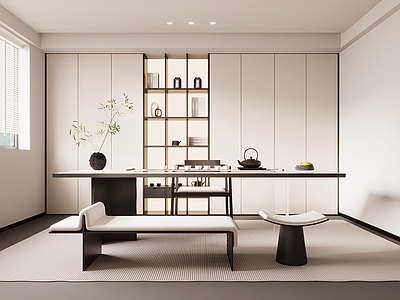 新中式茶室 茶室 茶桌椅 茶柜