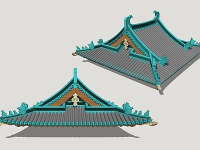 日式传统建筑风格寺庙建筑 影视建筑屋顶 四角亭屋顶 国潮屋顶 古建屋顶样式