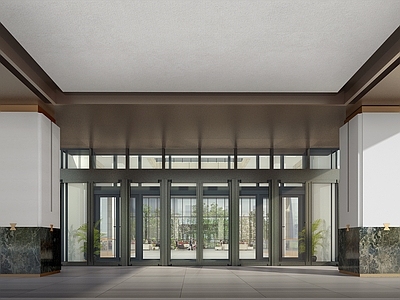 现代简约写字楼 大门 现代大门