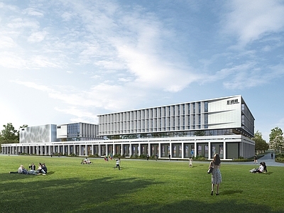 现代简约学校外观 现代学校 现代教学楼