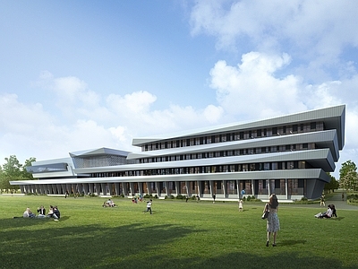 现代主义学校外观 现代学校 现代教学楼