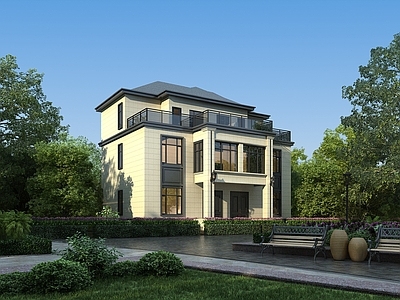 现代简约别墅外观 自建房