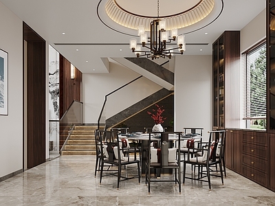 新中式别墅餐厅 新中式别墅餐厅