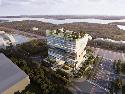 现代主义研发中心 现代办公楼 现代多层办公楼