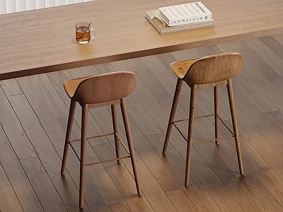原木风吧椅
