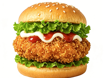 美式快餐风酒水食物 零食 美食 汉堡 鸡肉汉堡