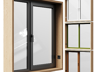 现代简约推拉窗 现代窗户 推拉窗 平开窗 实木窗框