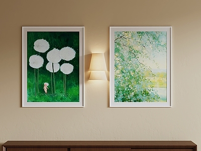 现代儿童房装饰画 绿色小清新装饰画 治愈系油画 床头背景挂画 书房装饰画