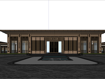 新中式售楼处建筑 示范区入口 小区入口 新中式售楼处 示范区景观