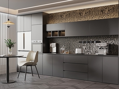 现代极简家居餐厅 茶水柜 餐边柜 休闲桌椅