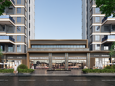 现代轻奢其他商业建筑 越秀精工住宅底商 住宅商铺 精工立面 四代高层住宅