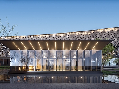 新中式售楼处建筑 示范区入口 现代售楼处 售楼处景观