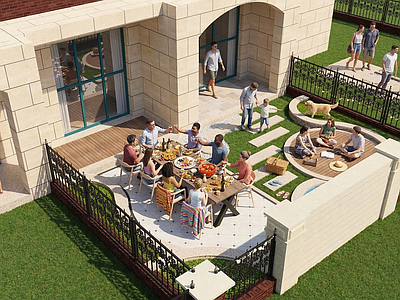 现代简约别墅庭院 欧式庭院花园