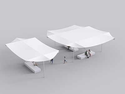 极简主义雨棚 膜构筑 商业快闪 极简景观构筑 草坪构筑