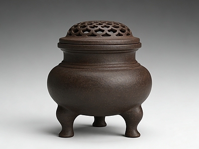 新中式茶具 紫砂 香炉 雕塑 摆件 AI渲染