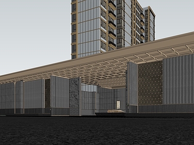 新中式售楼处建筑 示范区入口 小区入口 示范区景观 售楼处建筑