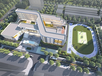 现代主义学校建筑 现代风格学校 学校立面 小学建筑