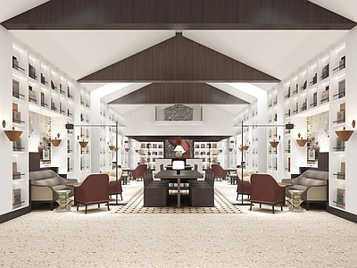 现代轻奢书店 书店 展厅 咖啡厅 展览馆 城市文化