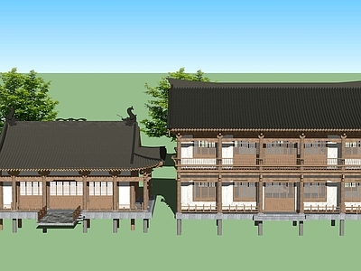 新中式寺庙建筑 古建筑古塔楼牌坊