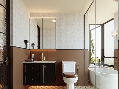 中古风卫生间 美式中古风卫生间 主卫 次卫