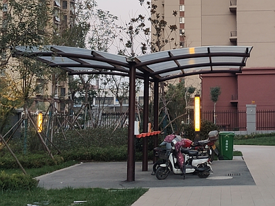 景观节点 非机动车棚 透光板车棚 施工图