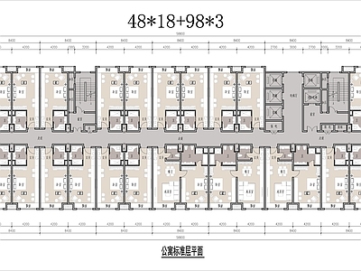 公寓建筑 平层高层公寓 48与98平公寓 酒店式高层公寓 施工图