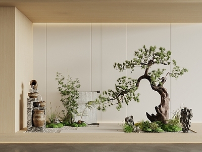 新中式室内景观 新中式植物景观 新中式景观小品 室内景观 住宅景观 景观松树竹子