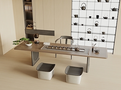 新中式茶桌椅 新中式茶室 茶桌椅 茶具 茶柜