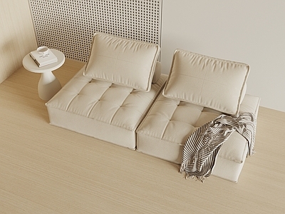 奶油风双人沙发 奶油风双人沙发 现代双人沙发 双人模块沙发