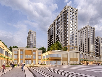 新古典主义小区建筑 社区商业街 新古典商业街 欧式 内蒙 沿街商业