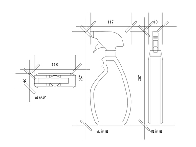现代卫浴设施 喷壶 喷雾器 喷水壶 雾化瓶 按压喷瓶 施工图